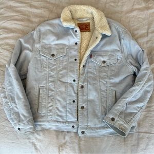 Levi’s Baby Blue Corduroy Sherpa Trucker Jacket